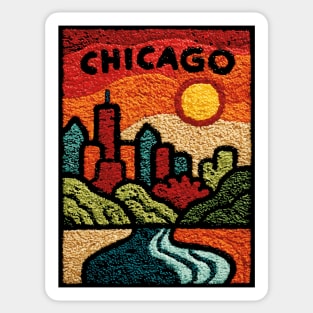 Chicago Abstract Linocut Print | Minimalist Illinois Architecture Souvenir Sticker